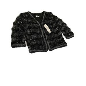 Miho's Italy Women's Black Silver Lace Blazer Size Large 3/4 Sleeve Fully Lined